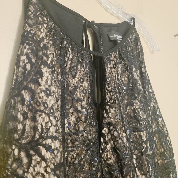 R&M Richards | Black & Taupe Lace Rouched Waist Cocktail Dress (Size 18W) - Picture 4 of 16